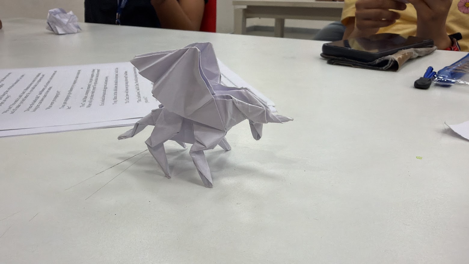A unicorn pegasus made by a student during the Origami with Advanced Geometry course